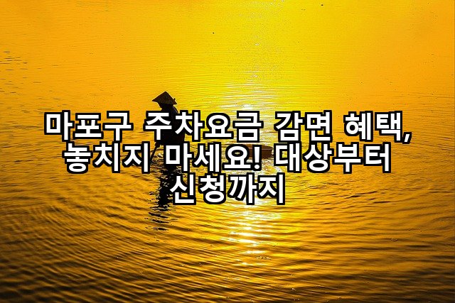 마포구 주차요금 감면 혜택, 놓치지 마세요! 대상부터 신청까지